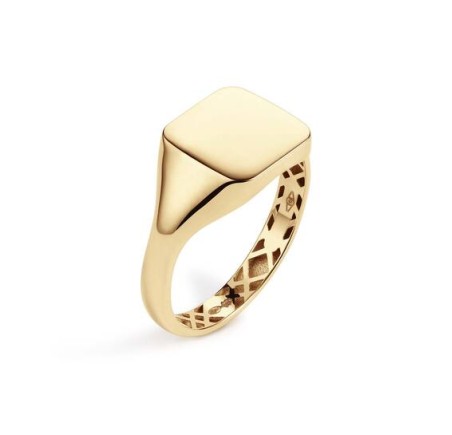 Gouden herenring monogram stomphoek