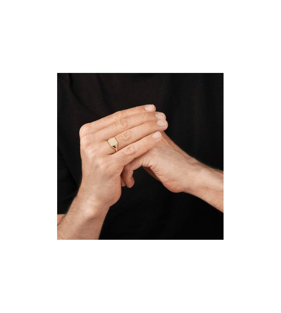 Gouden herenring monogram stomphoek
