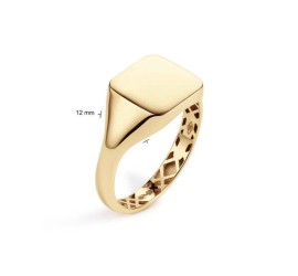 Gouden herenring monogram stomphoek
