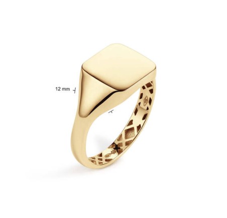 Gouden herenring monogram stomphoek