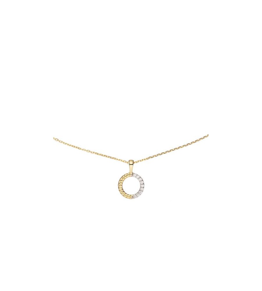 Gouden anker collier met hanger zirkonia