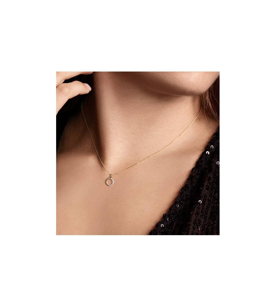 Gouden anker collier met hanger zirkonia