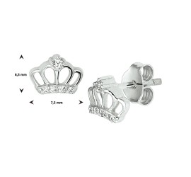 Zilveren oorknoppen kroontje zirkonia