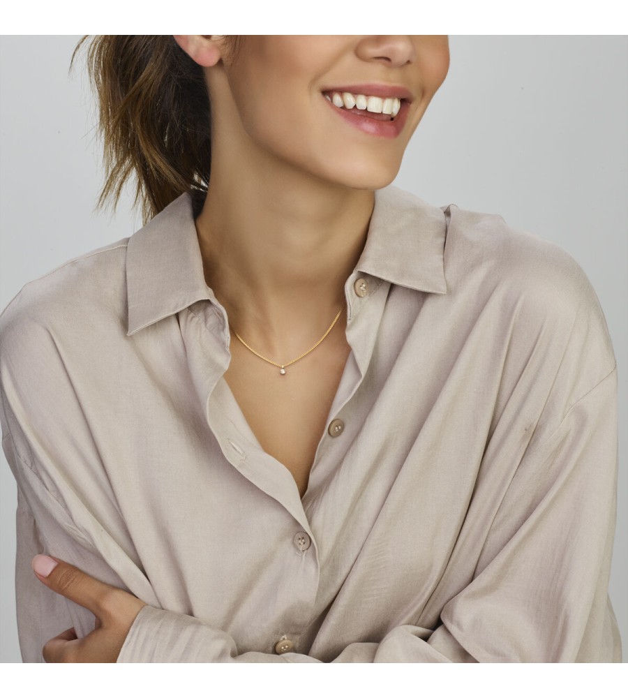 Gouden hanger solitair met zirkonia