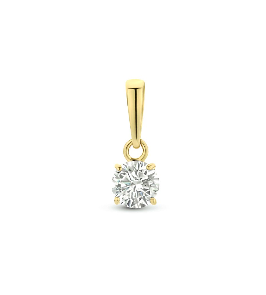 Gouden hanger solitair met zirkonia
