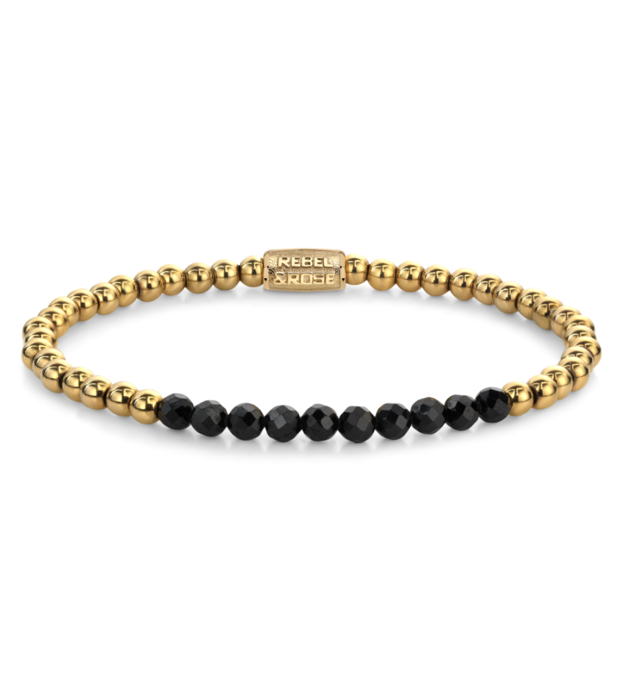 Rebel & Rose armband Stones Only - Black Glam Rocks meet Yellow Gold