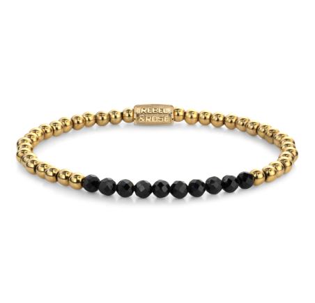 Rebel & Rose armband Stones Only - Black Glam Rocks meet Yellow Gold RR-40152-G