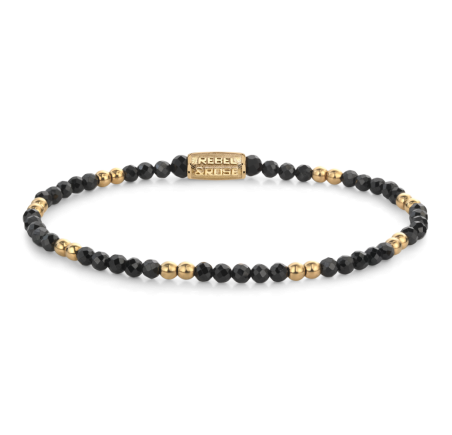 Rebel & Rose armband Stones Only - Black & Gold Glam Rocks RR-30004-G