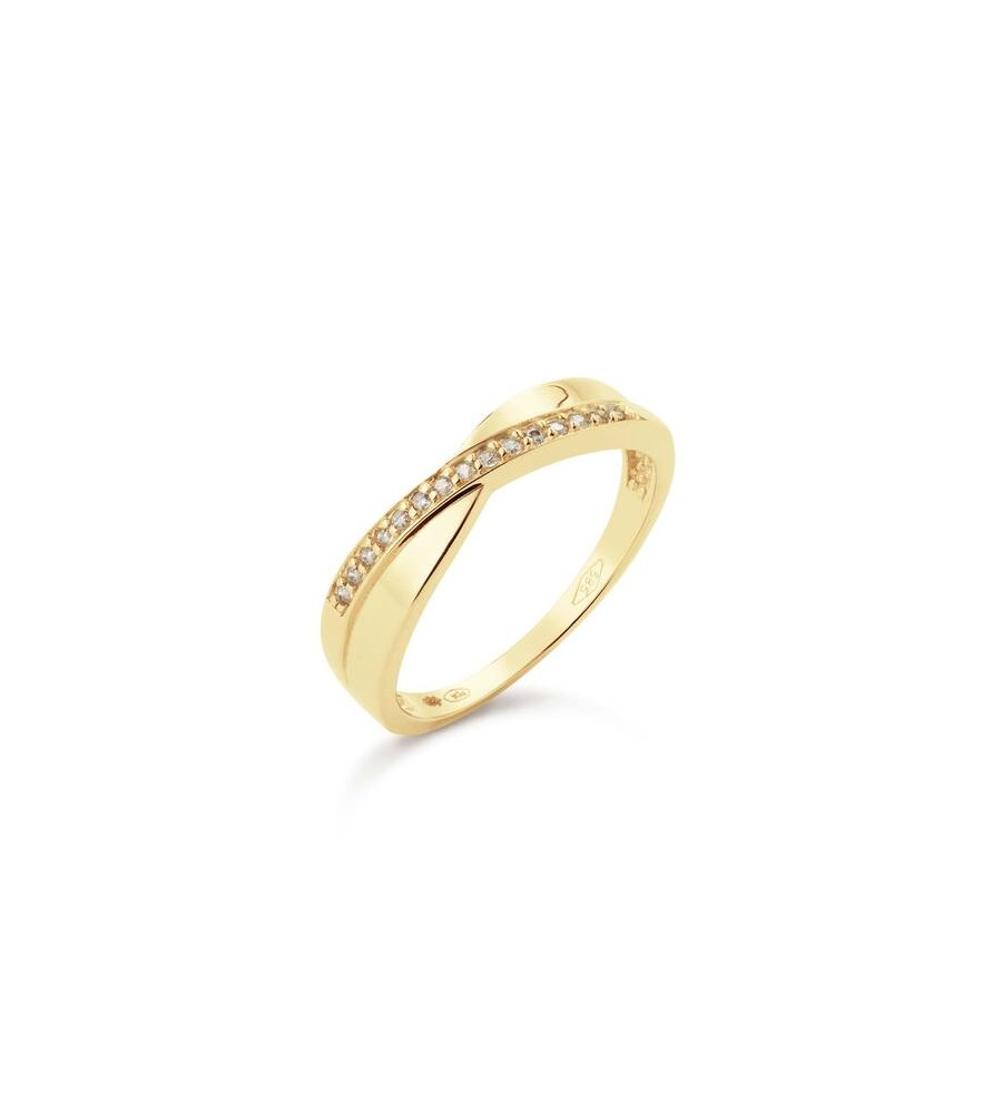 Gouden damesring met zirkonia