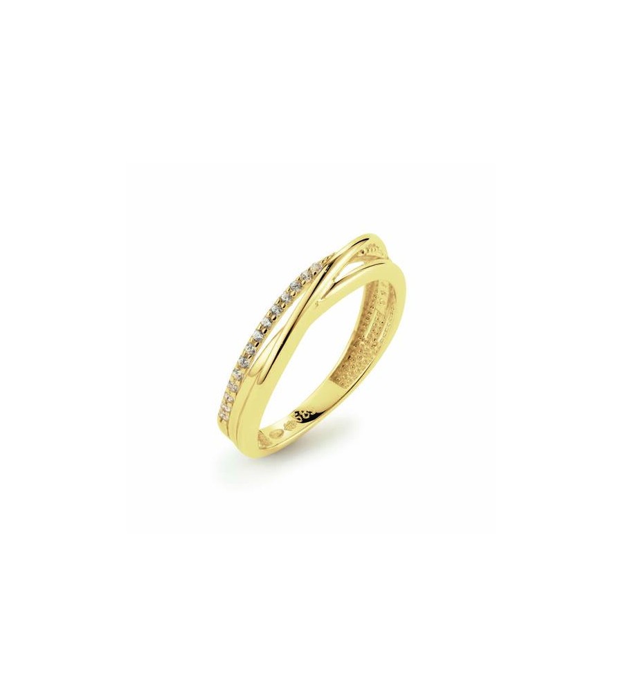 Gouden damesring met zirkonia