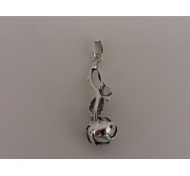 Zilveren roos hanger