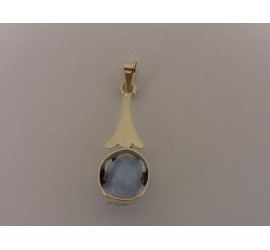 Gouden hanger met blauwe steen