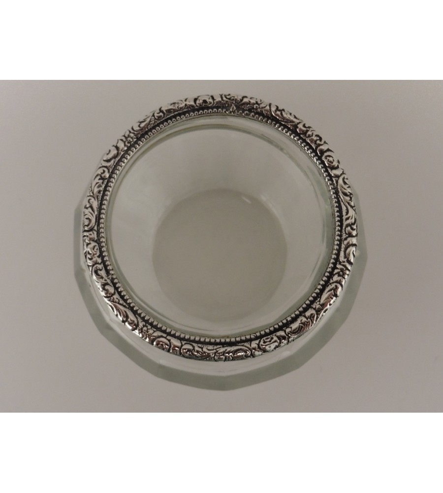 Glazen lekbakje met zilveren rand