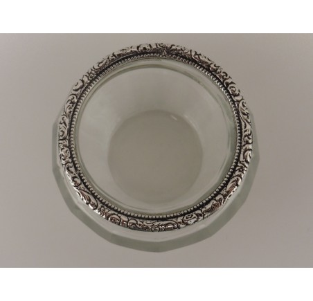 Glazen lekbakje met zilveren rand