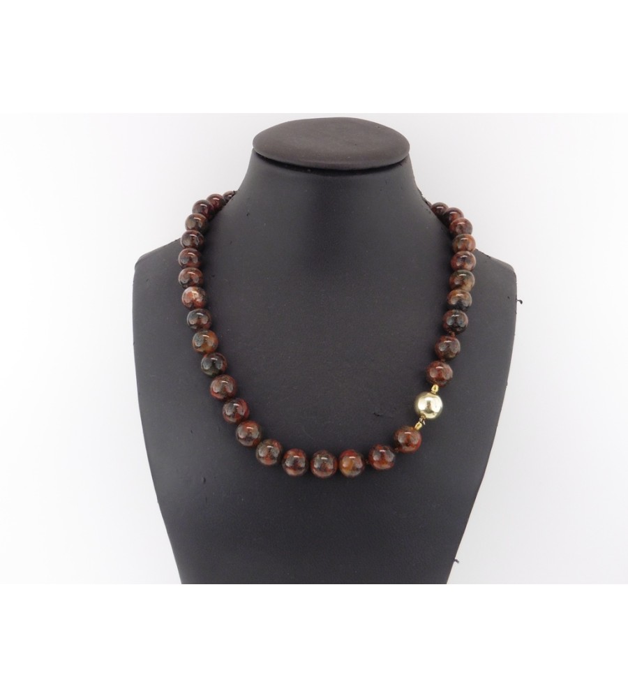 Jaspis collier met gouden slot