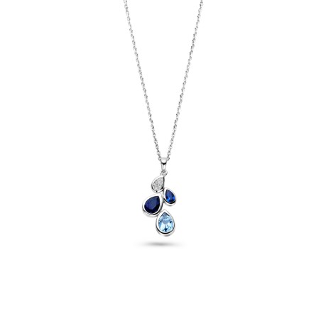 Rosa di Luca zilveren hanger met blauwe zirkonia en collier 624.012