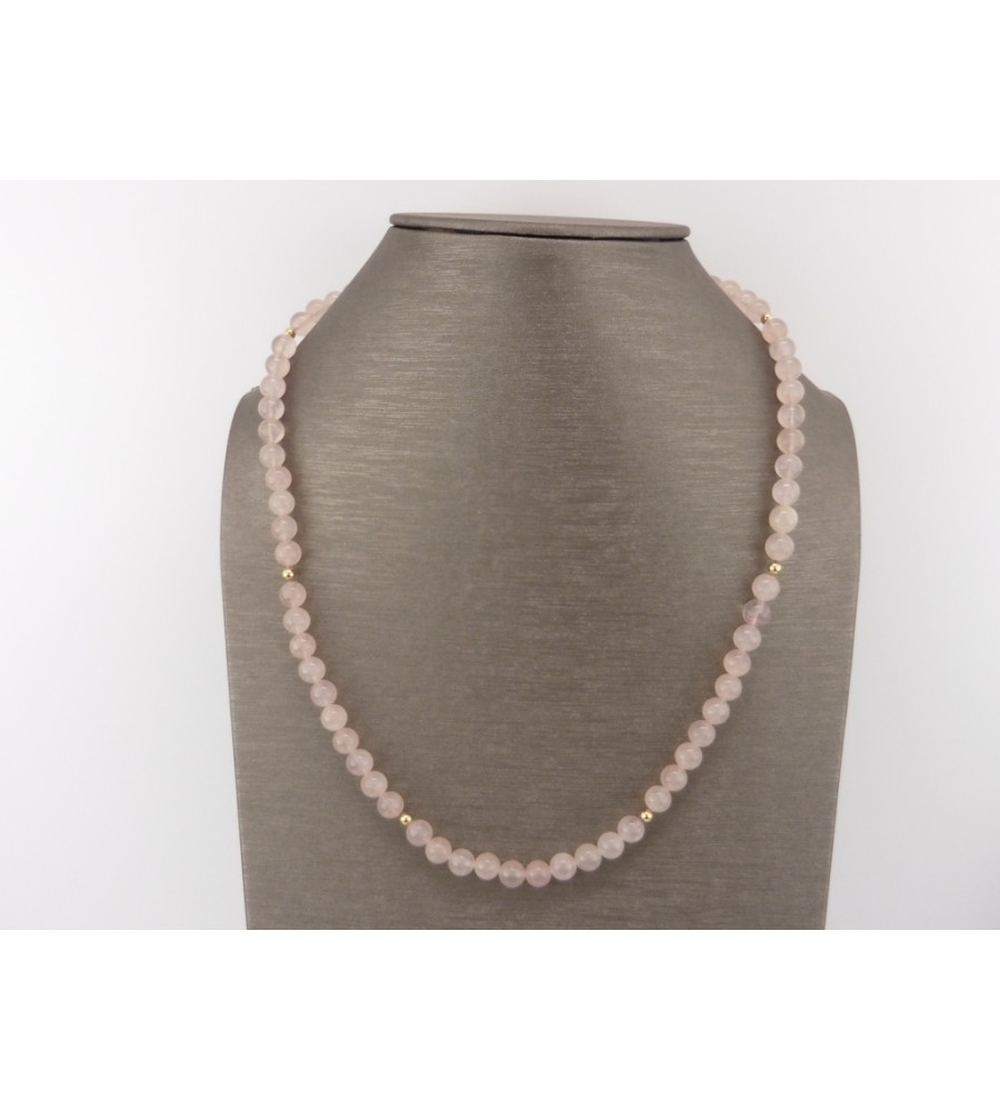 Rozenkwats collier met gouden slot en bolletjes
