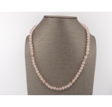 Rozenkwats collier met gouden slot en bolletjes