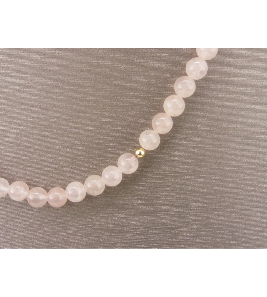 Rozenkwats collier met gouden slot en bolletjes