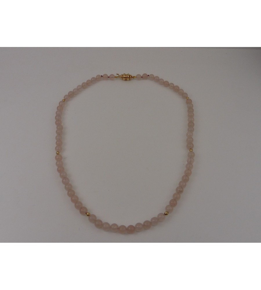 Rozenkwats collier met gouden slot en bolletjes