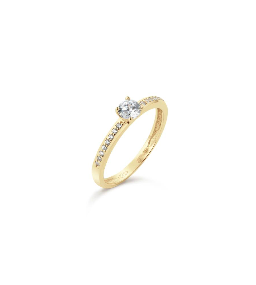 Gouden damesring met zirkonia