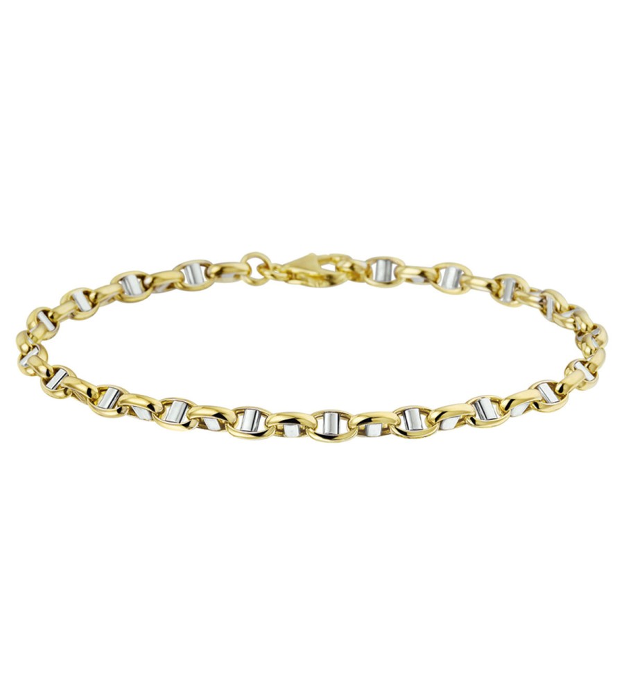 Gouden armband jasseron ovaal met balkje
