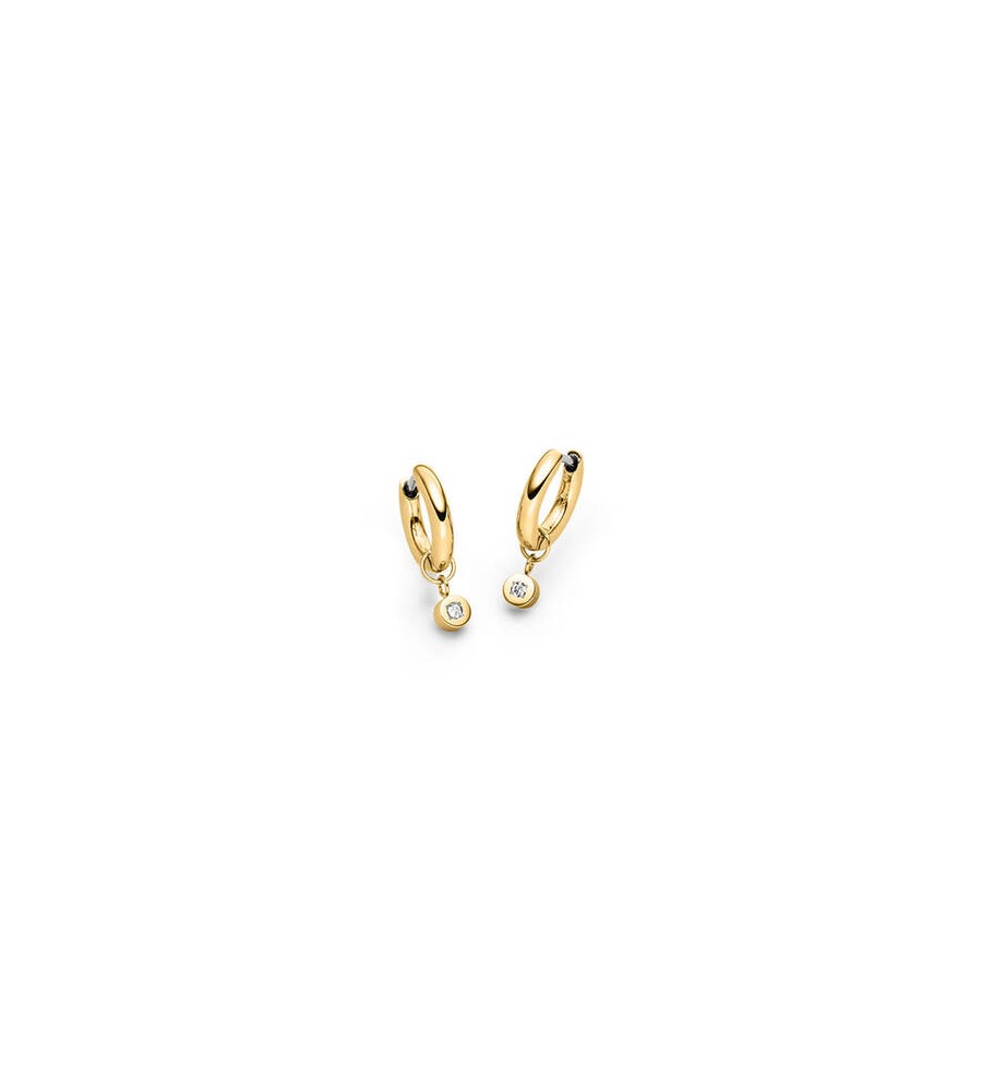 Boccia titanium creolen goldplated met diamant