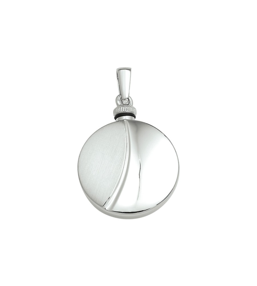 Zilveren urn hanger rond mat/glad