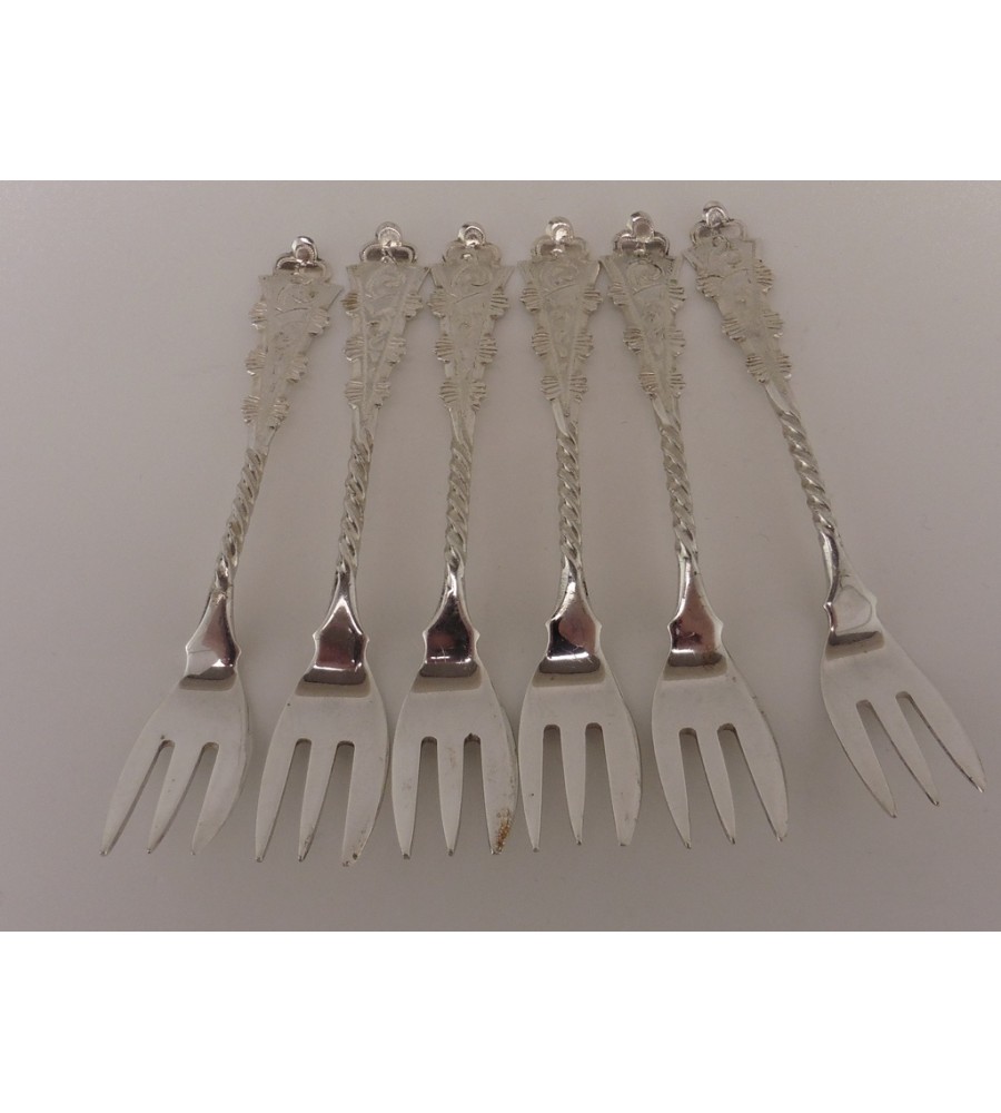 6 zilveren vorkjes Hanekam