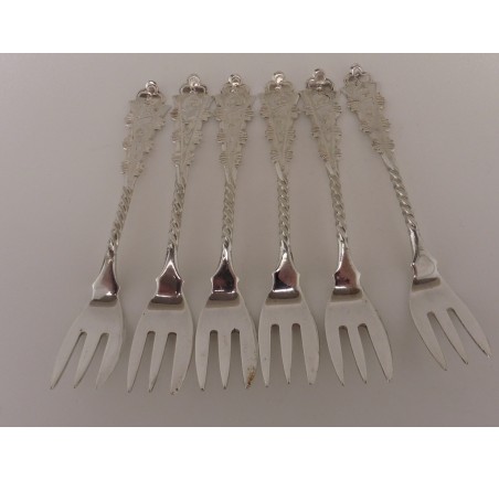 6 zilveren vorkjes Hanekam