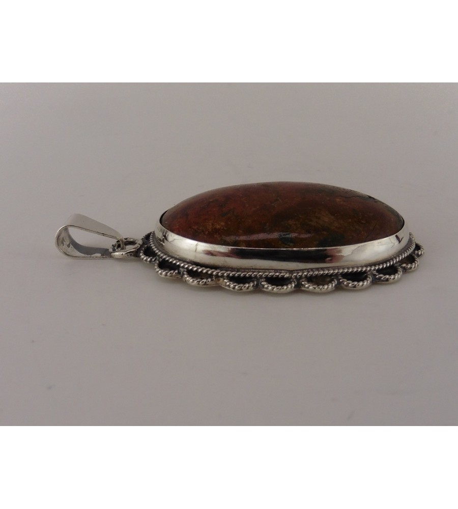 Zilveren hanger met mosagaat