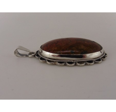 Zilveren hanger met mosagaat