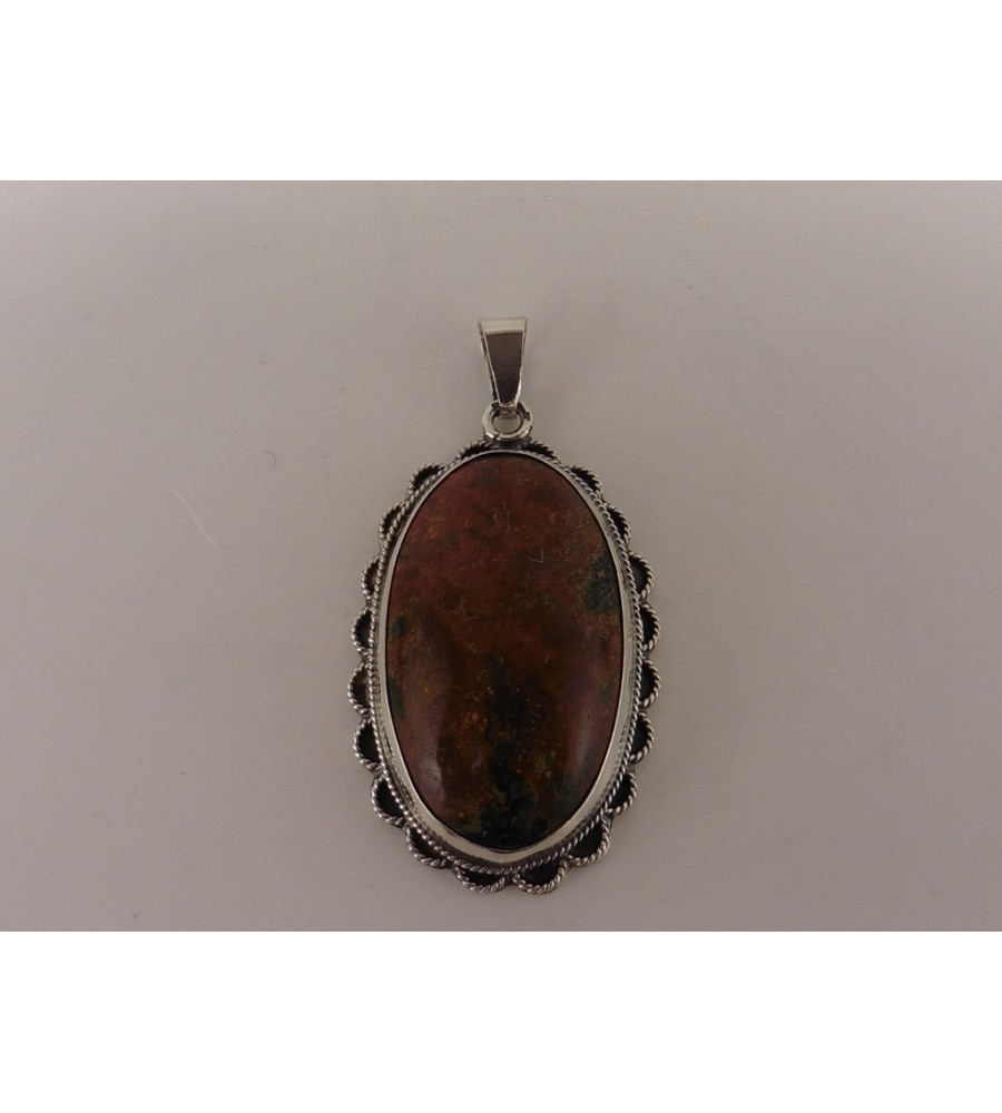 Zilveren hanger met mosagaat