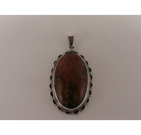 Zilveren hanger met mosagaat