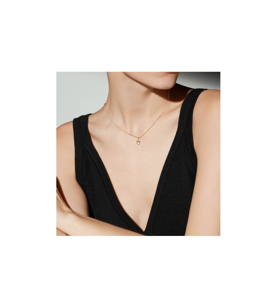 Gouden harthanger bicolor met zirkonia