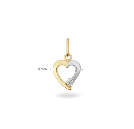Gouden harthanger bicolor met zirkonia 220.0179.00