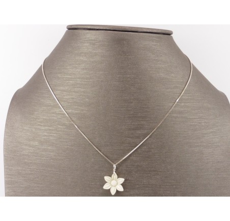Zilveren collier met bloem hanger