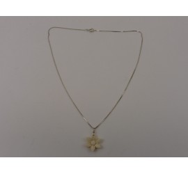 Zilveren collier met bloem hanger