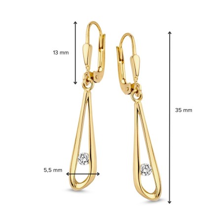 Gouden oorhangers zirkonia OB127546