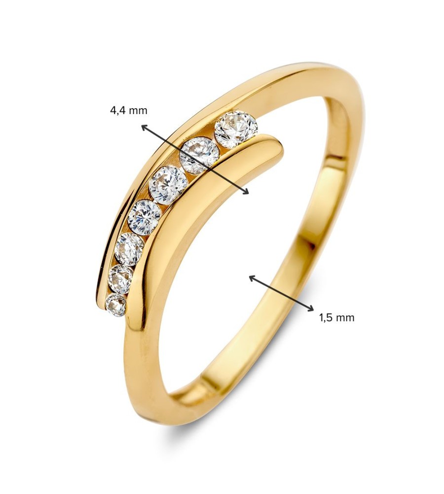 Gouden damesring met zirkonia