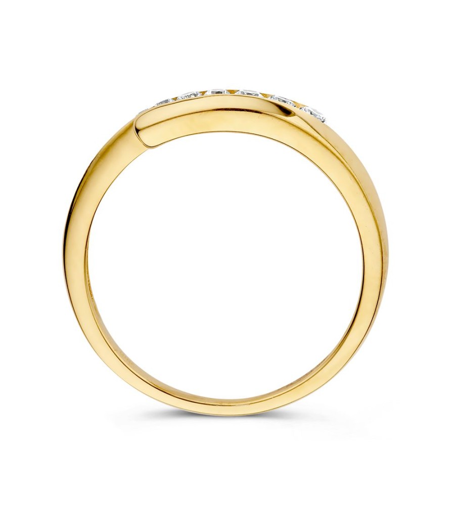 Gouden damesring met zirkonia