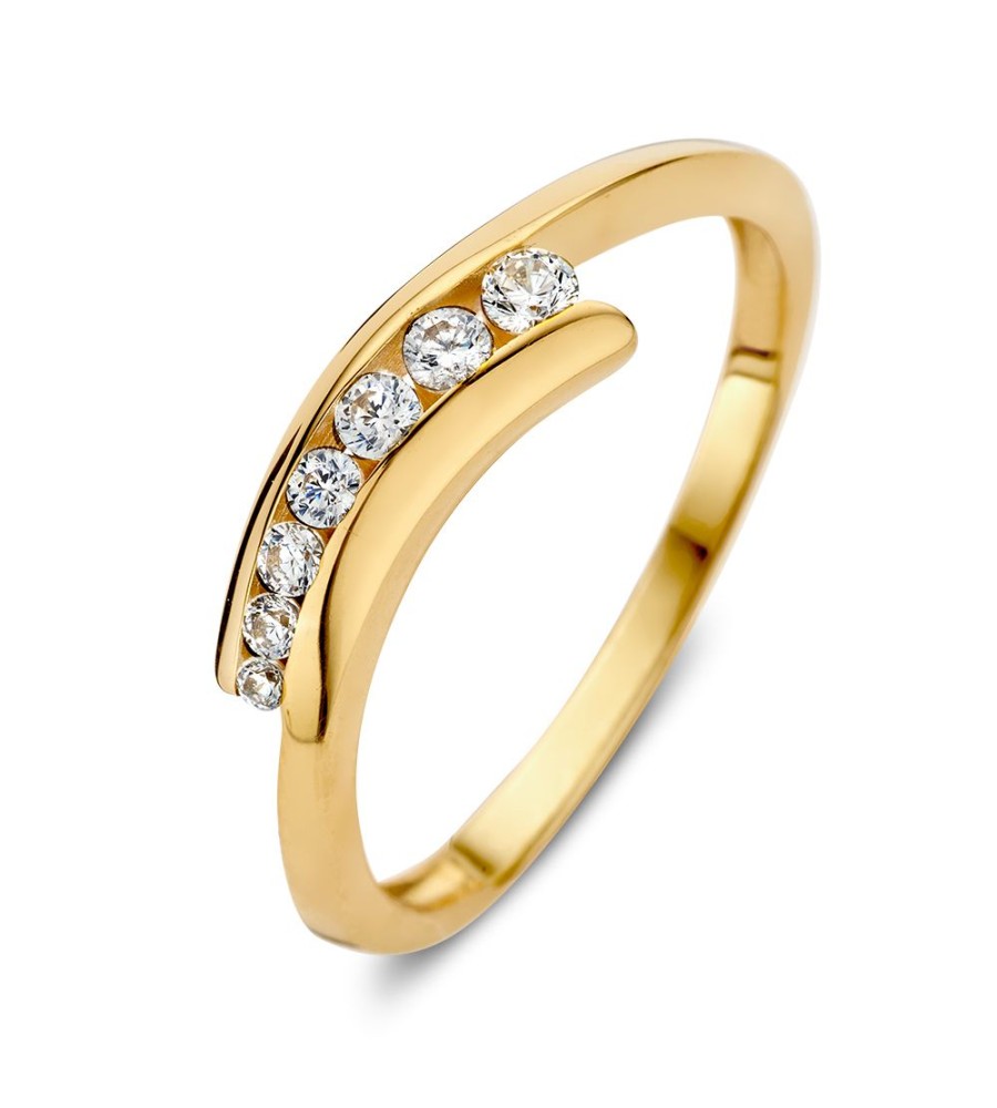 Gouden damesring met zirkonia