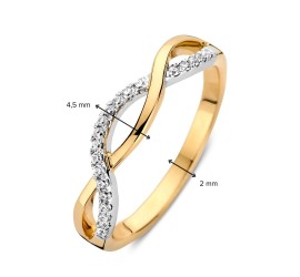 Gouden damesring bicolor met zirkonia RH428024