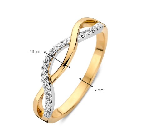 Gouden damesring bicolor met zirkonia RH428024