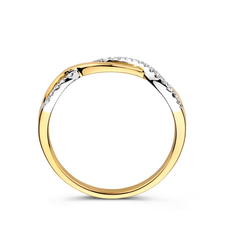 Gouden damesring bicolor met zirkonia