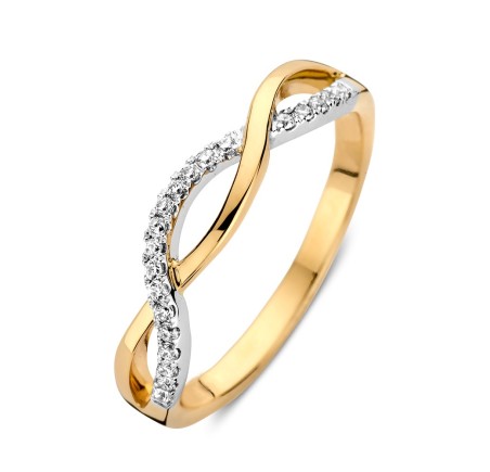 Gouden damesring bicolor met zirkonia RH428024