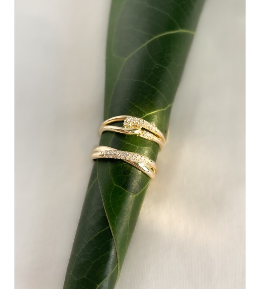 Gouden damesring bicolor met 0.15 ct.briljant