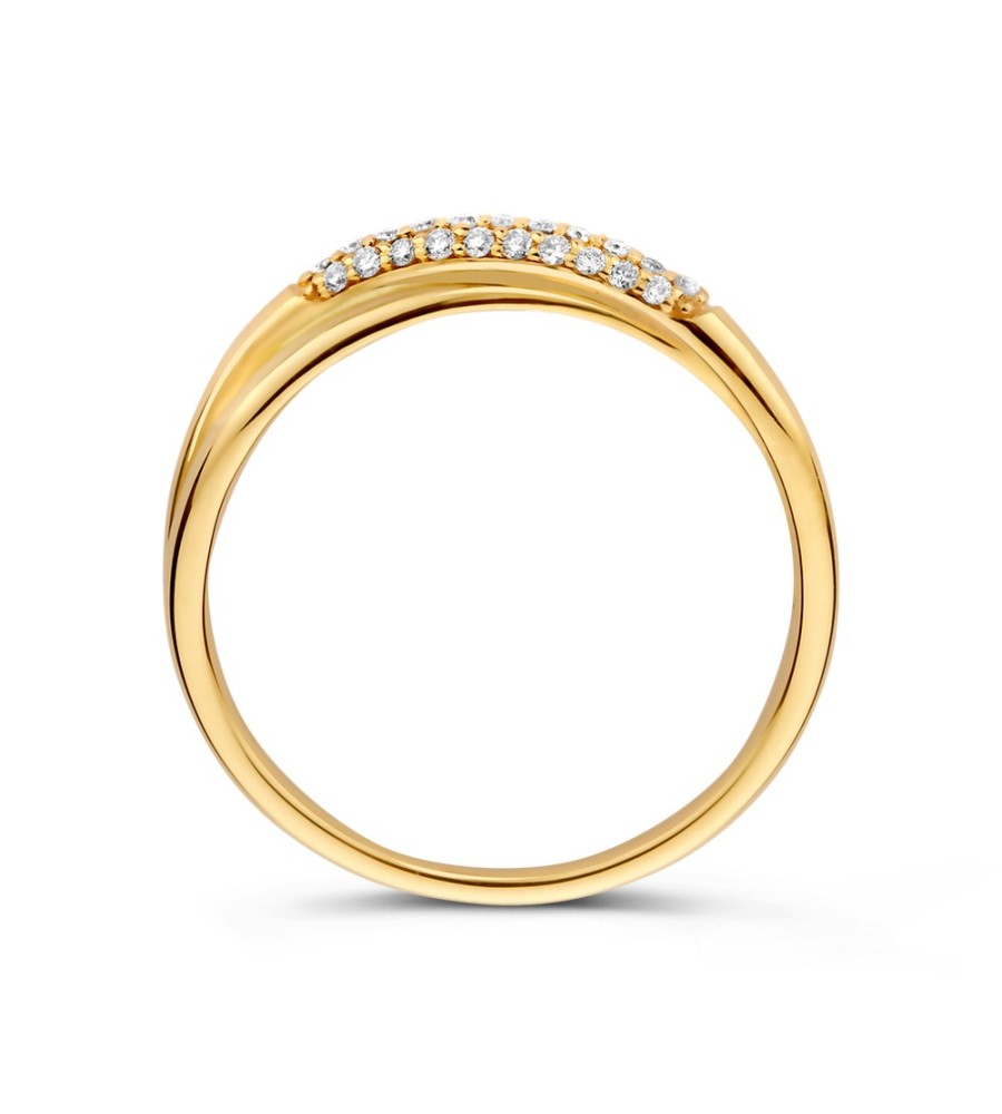 Gouden damesring bicolor met 0.15 ct.briljant