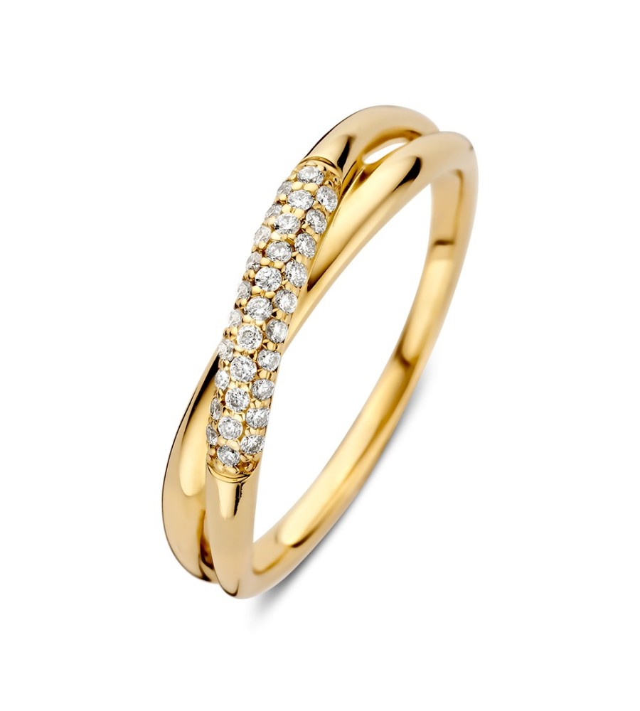 Gouden damesring bicolor met 0.15 ct.briljant