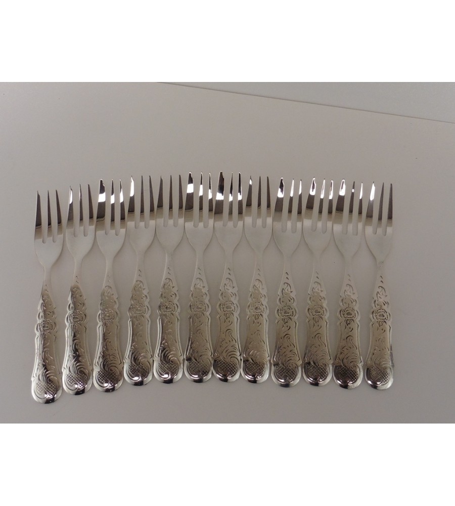 12 zilveren gebaksvorkjes